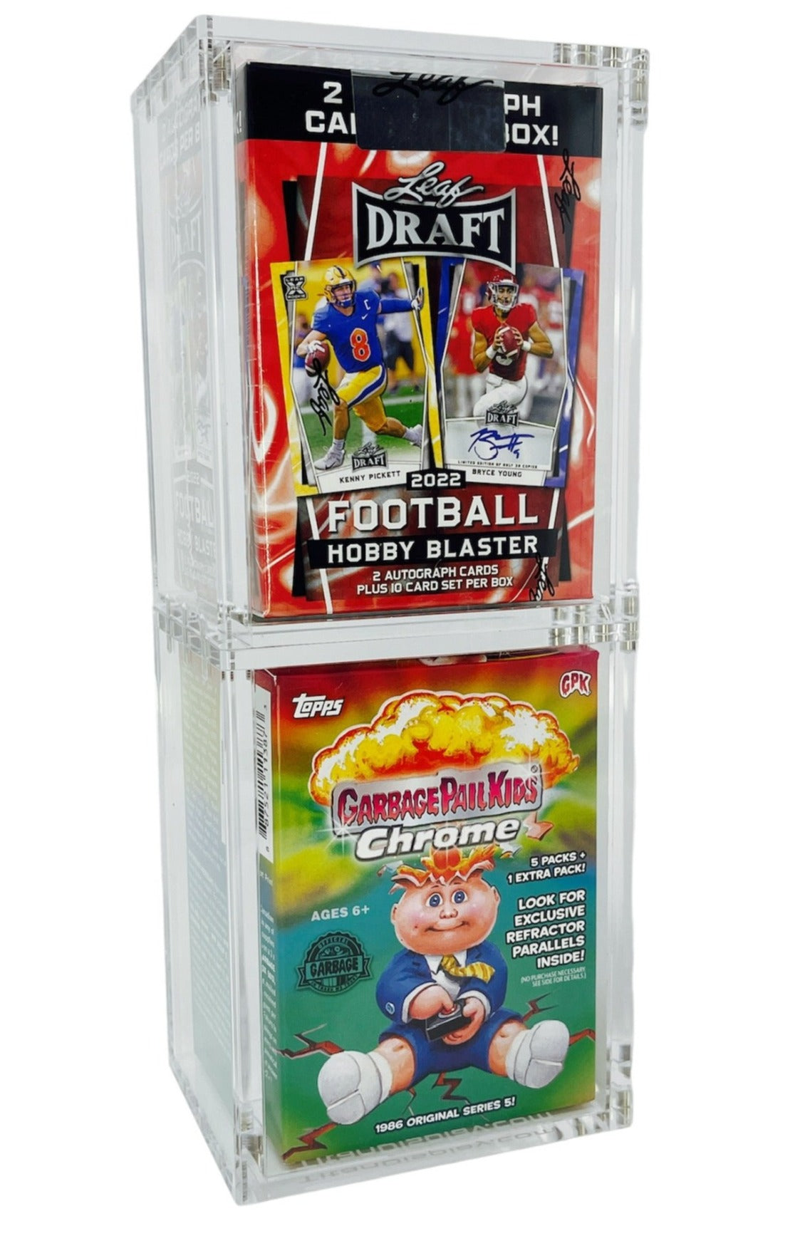 Blaster Acrylic Display Box – Stackable Showcase for Sport, TCG & Non-Sport Retail Boxes