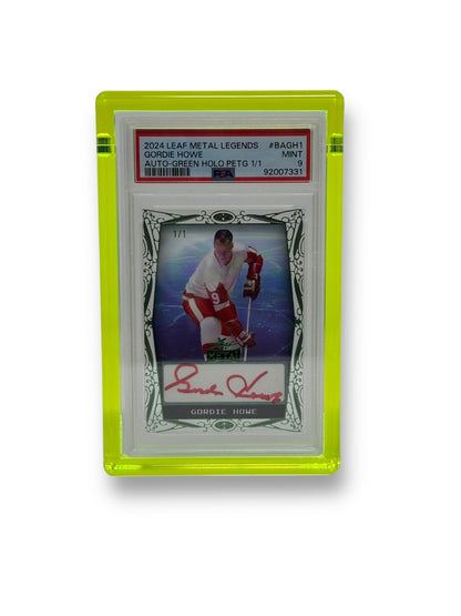 Graded Card Display Case for PSA Style Slabs with Neon Green Acrylic